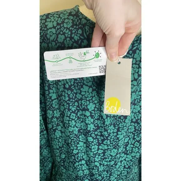 NWT Boden Jersey Midi Dress Floral Modest Cottagecore Blue Green Women's US 12L - Picture 9 of 15